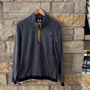 NHL STL Blues Blue and Yellow Zip-Up Sweater Size Large